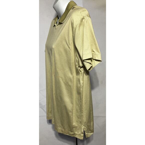 NWOT OuterBanks Polo Top L Green Stripe V-neck Collar Short Sleeve Sports Preppy - Picture 2 of 6